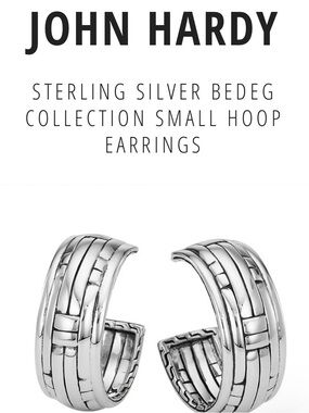 John Hardy Bedeg Collection Silver Woven Small Hoop Earrings